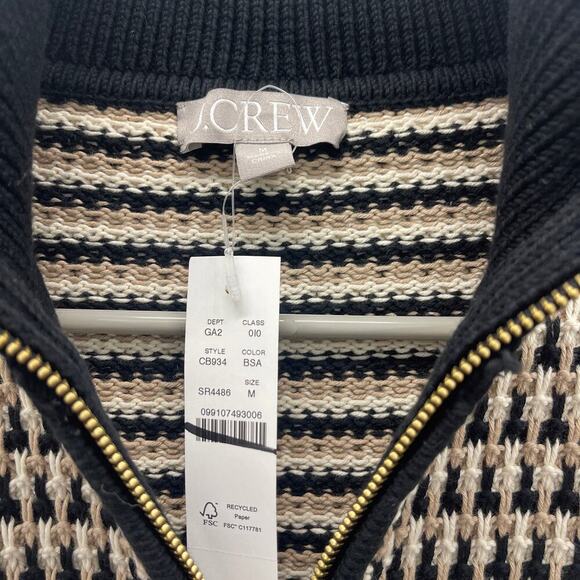 J.Crew Jacquard Sweater-Jacket Cotton Full Zip Gold Buttons Size Medium NEW - Picture 9 of 10